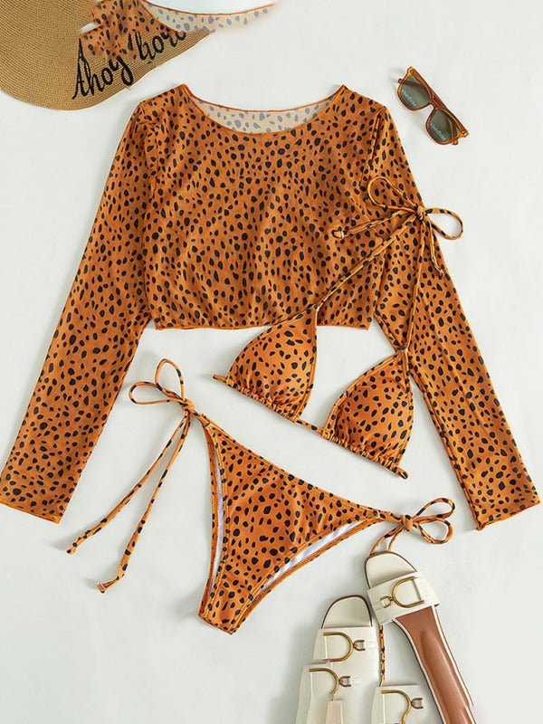 Women's Polka Dot Print Three Piece Bikini Sets