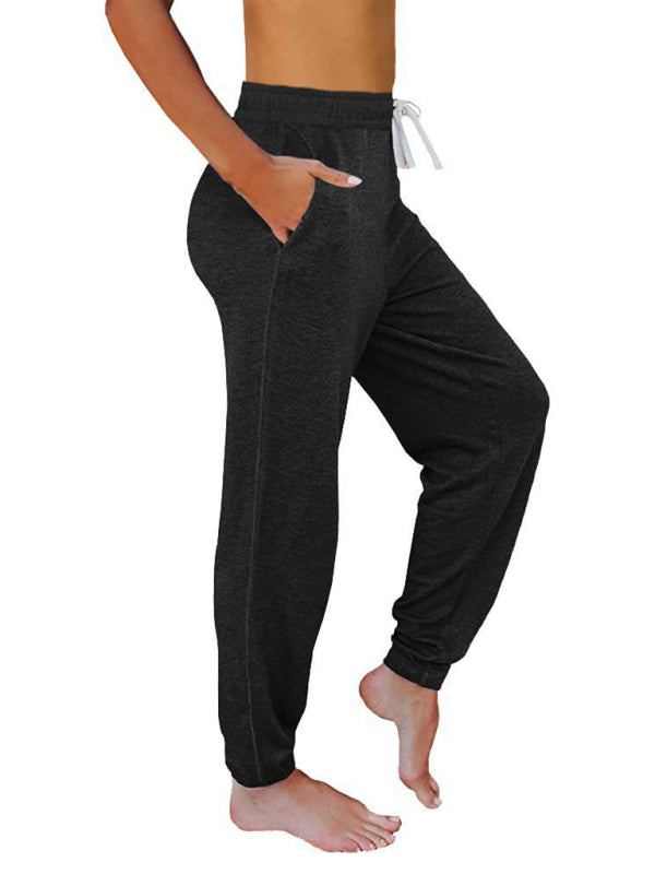 Women's Solid Color Casual Loose Pocket High Waist Cropped Pants