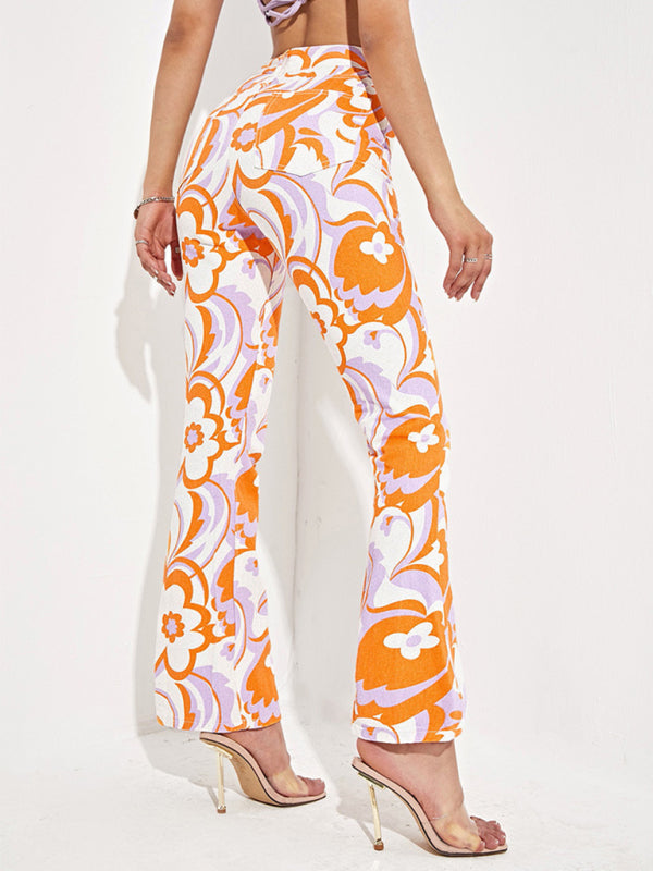 Women's Casual Fashion Trend Abstract Irregular Print Jeans