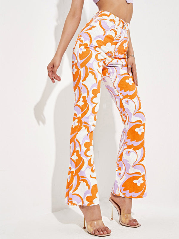 Women's Casual Fashion Trend Abstract Irregular Print Jeans