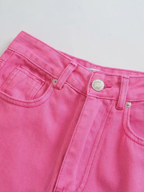 New Street High Waist Casual Straight Leg Wide Leg Pants Female Jeans
