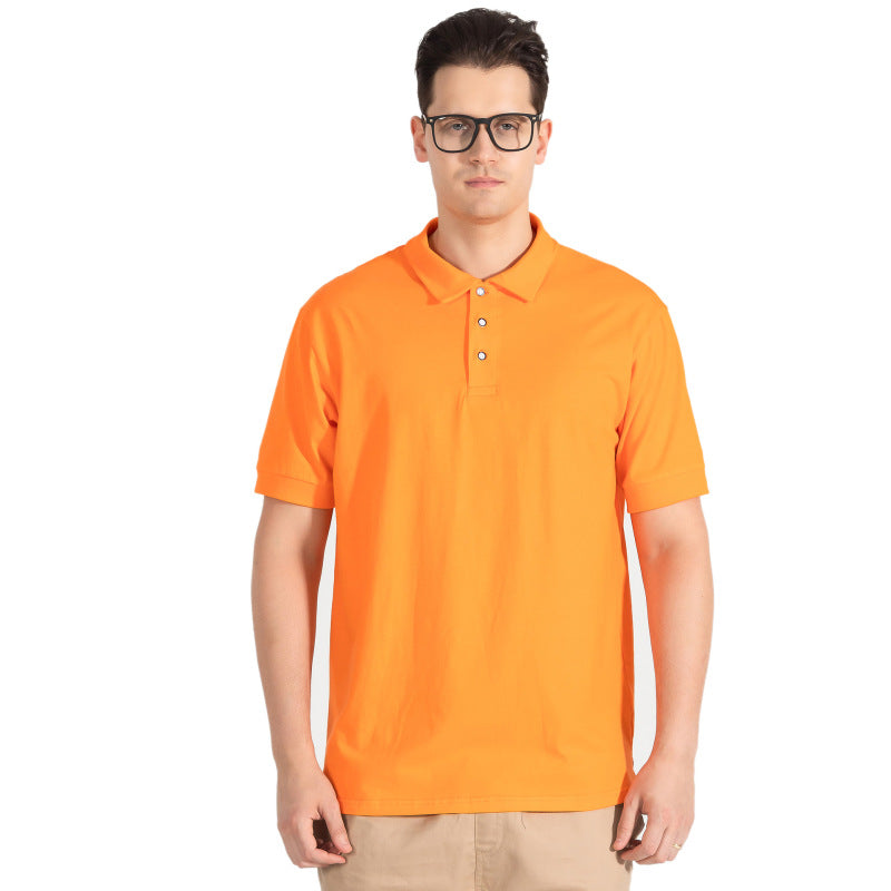 New Men's Loose Short Sleeve Solid Color T-Shirt Square Neck Pure Cotton POLO Shirt