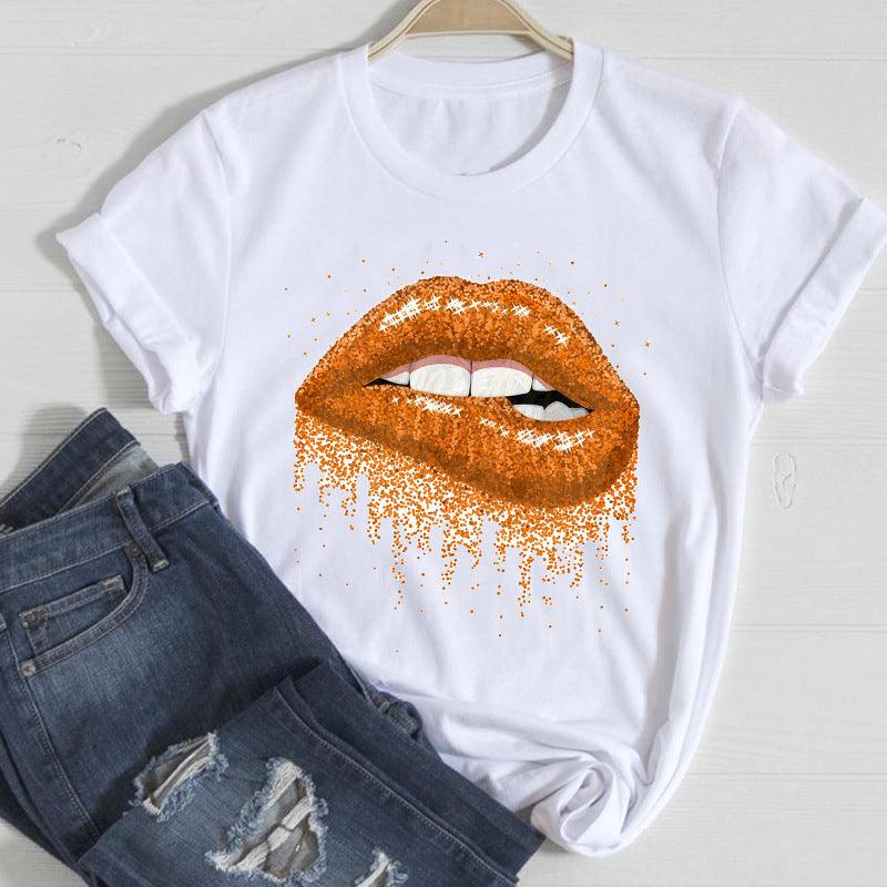 Women's Seductive Lip With A Cherry Graphic T-shirt