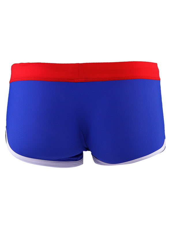 Men's Colorblock Wide Waist Tie Boxer Swim Shorts