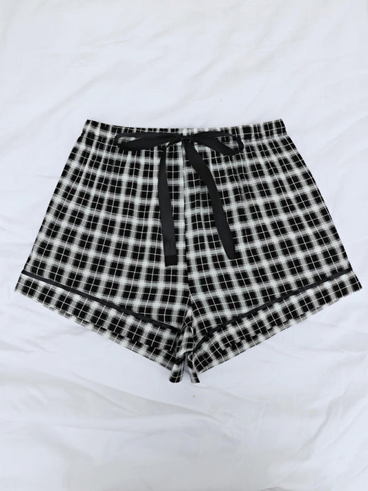 Women's Knitted Casual Comfort Plaid Short Pajama Pants