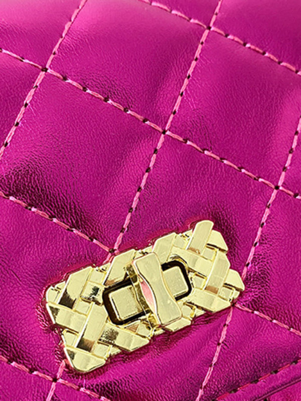 Chain one-shoulder women's bag pearlescent rhombic embroidery thread crossbody small square bag