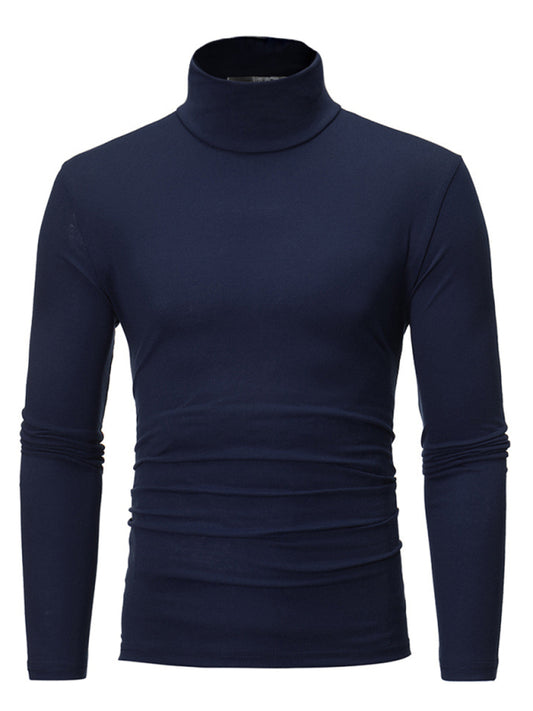 Men’s Solid Color Turtleneck Pullover Long Sleeve Top