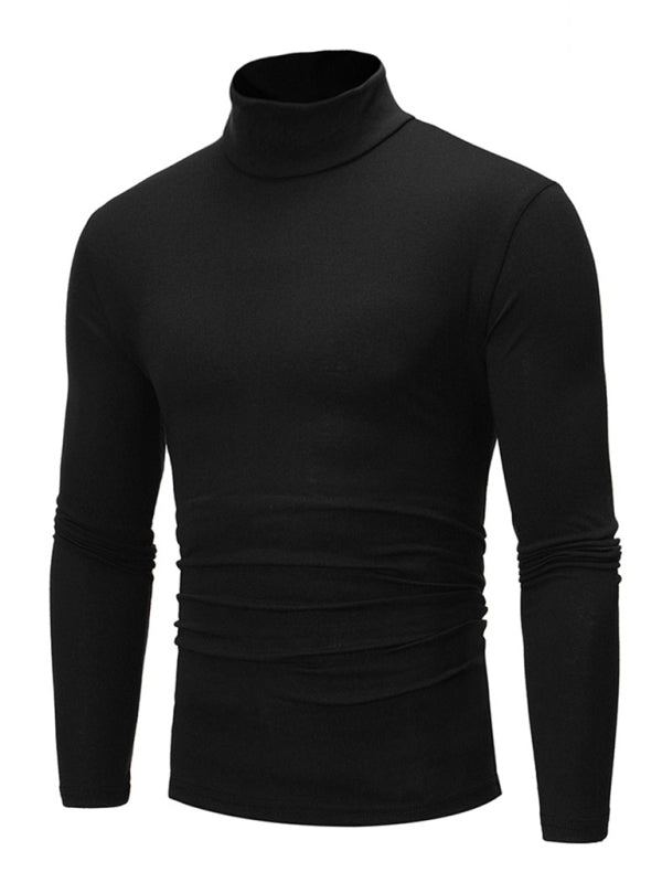Men’s Solid Color Turtleneck Pullover Long Sleeve Top