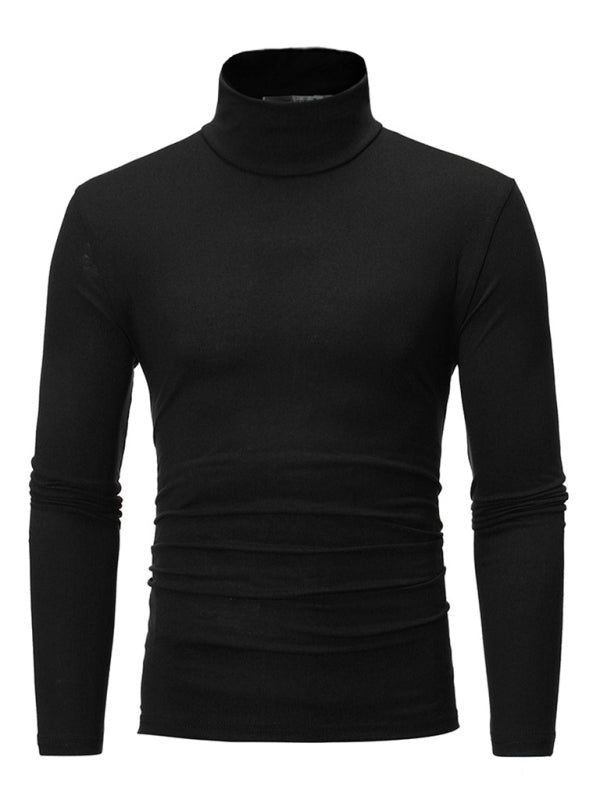 Men’s Solid Color Turtleneck Pullover Long Sleeve Top