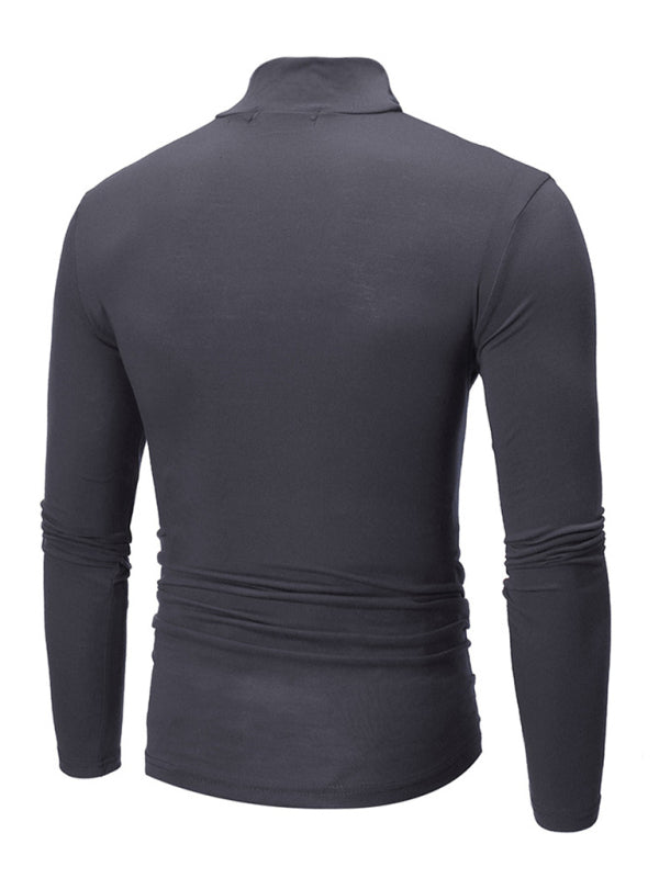 Men’s Solid Color Turtleneck Pullover Long Sleeve Top