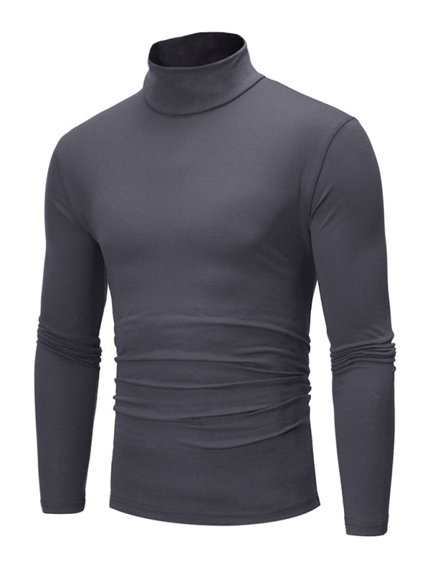Men’s Solid Color Turtleneck Pullover Long Sleeve Top