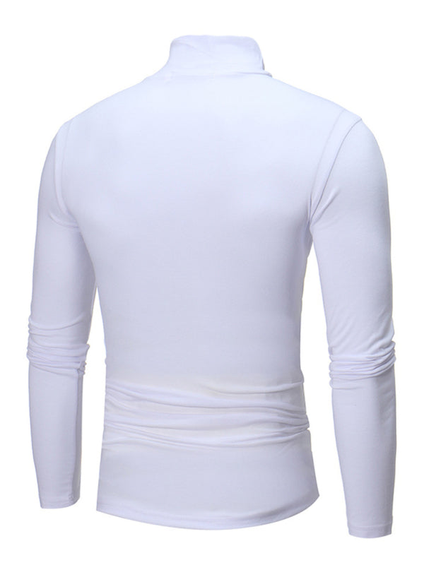 Men’s Solid Color Turtleneck Pullover Long Sleeve Top