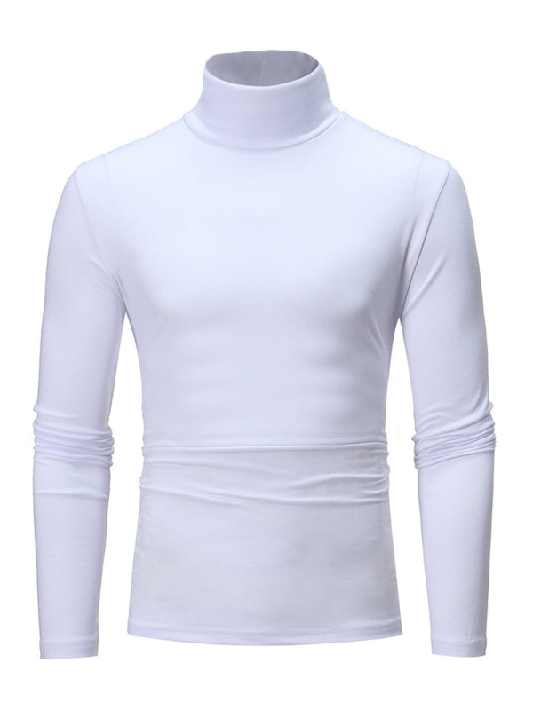 Men’s Solid Color Turtleneck Pullover Long Sleeve Top