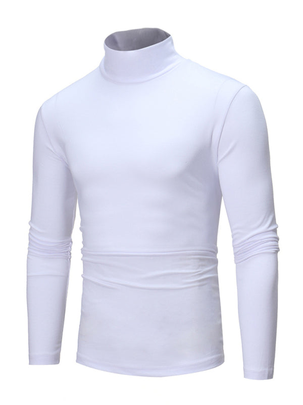 Men’s Solid Color Turtleneck Pullover Long Sleeve Top