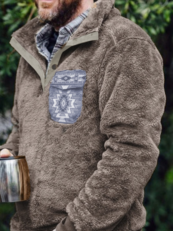Men’s Faux Fur Quarter Zip Up Sweatshirt