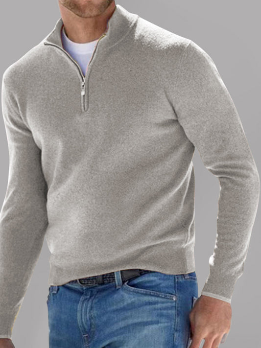 Men's Solid Color Fleece Half Zip Pullover