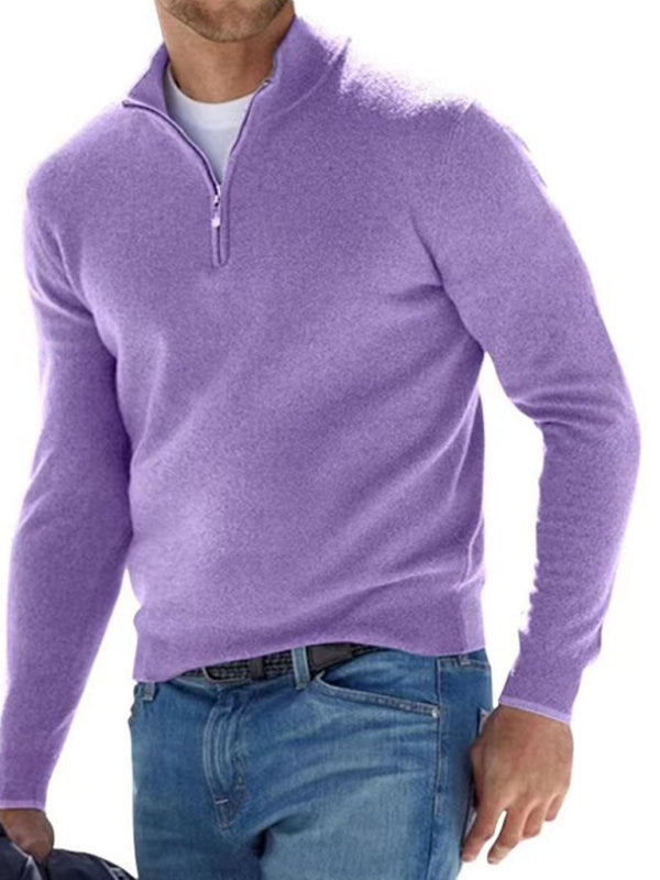 Men's Solid Color Fleece Half Zip Pullover