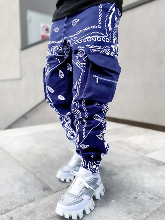 Men's Cashew Flower Printed Cargo Pants