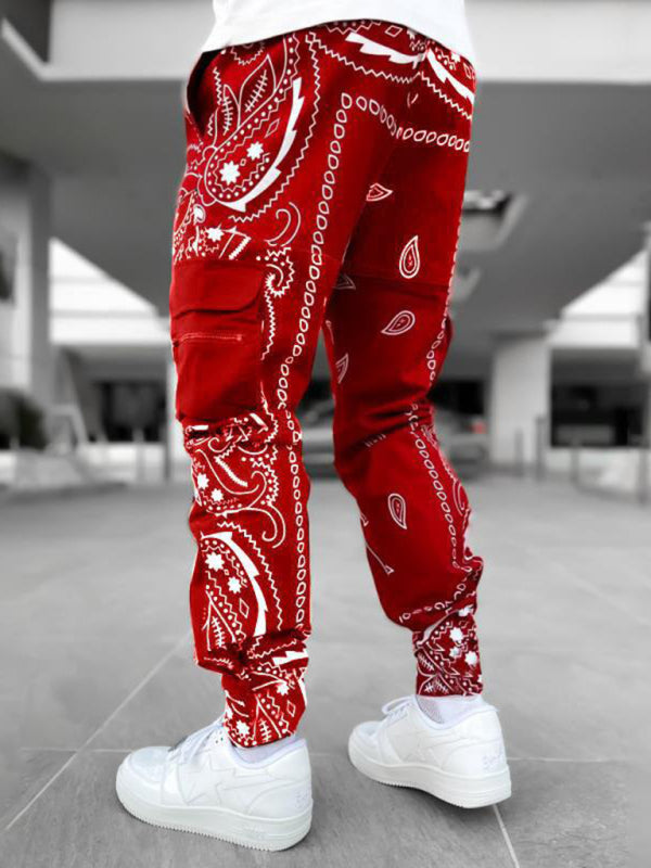 Men's Cashew Flower Printed Cargo Pants