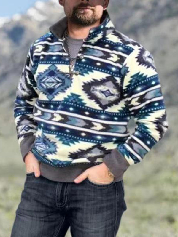 Men's Retro Geometric Print Sweatshirts