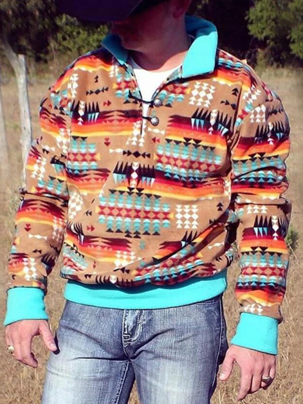 Men's Retro Geometric Print Sweatshirts