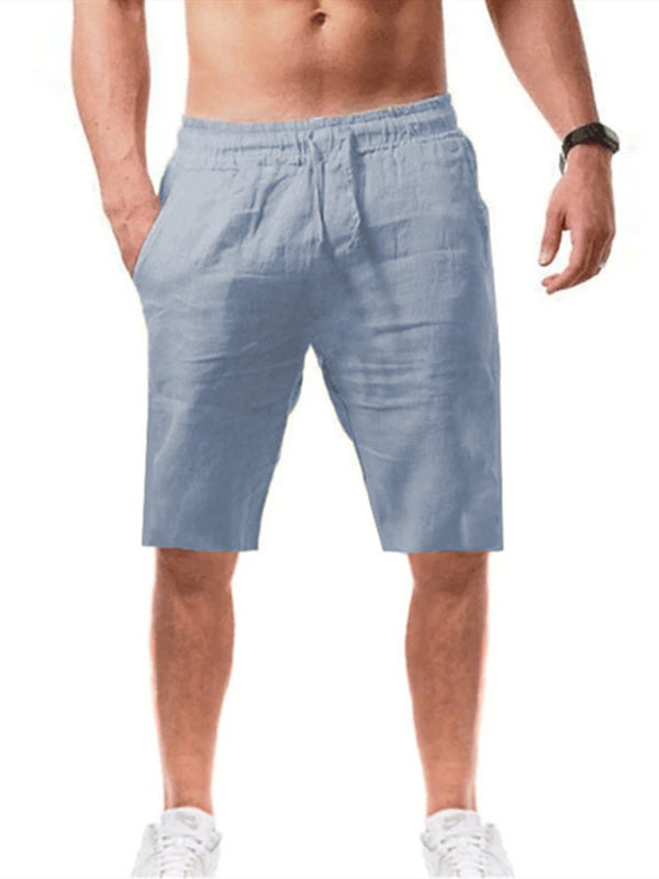 Summer Large Size Loose Linen Breathable Cropped Pants Men's Sports Casual Pants