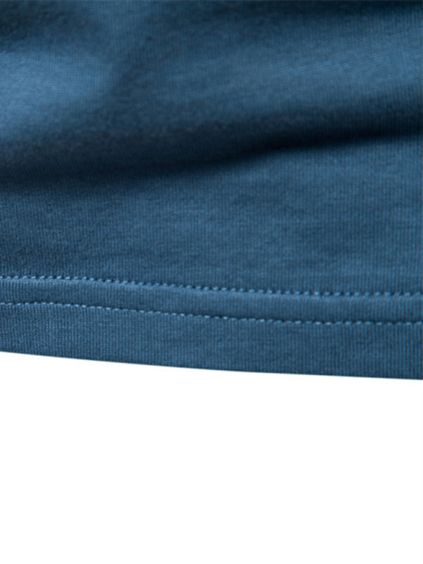 Men's Cotton V Neck Zipper Short Sleeve T-Shirt