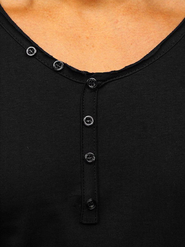 Men's Solid Color Sun Faded Slub Scallop Henley