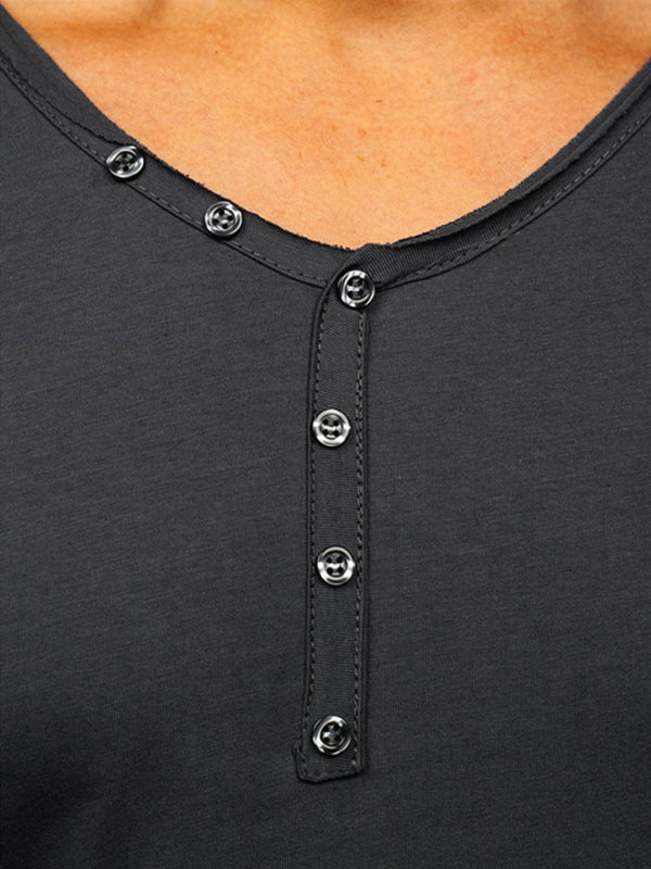 Men's Solid Color Sun Faded Slub Scallop Henley