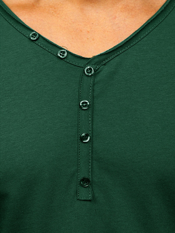Men's Solid Color Sun Faded Slub Scallop Henley