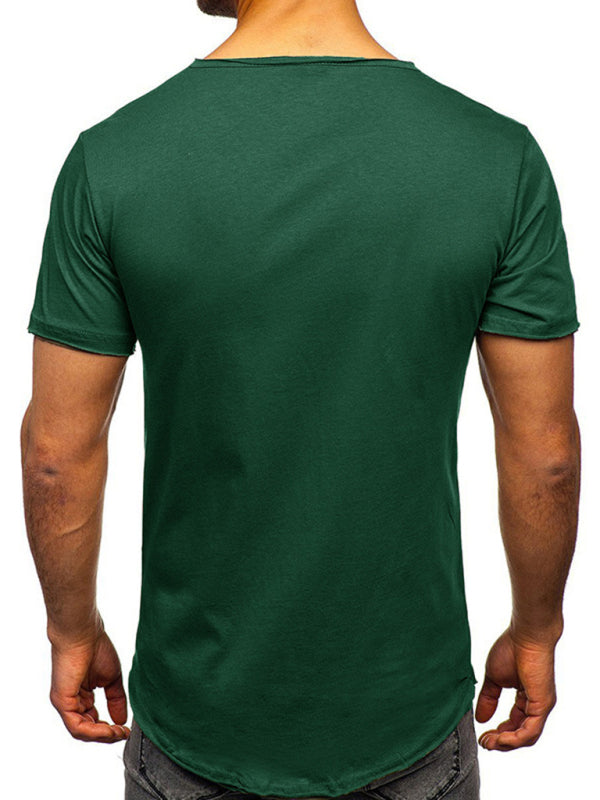 Men's Solid Color Sun Faded Slub Scallop Henley