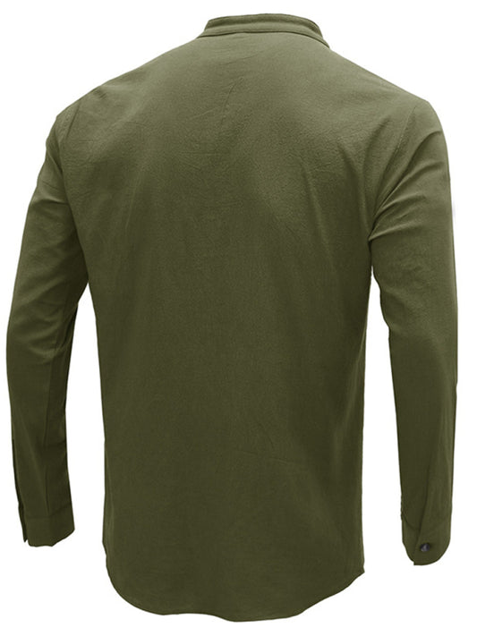 Men's Solid Color Defender Performance Long Sleeve Henley