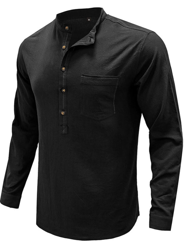Men's Solid Color Defender Performance Long Sleeve Henley