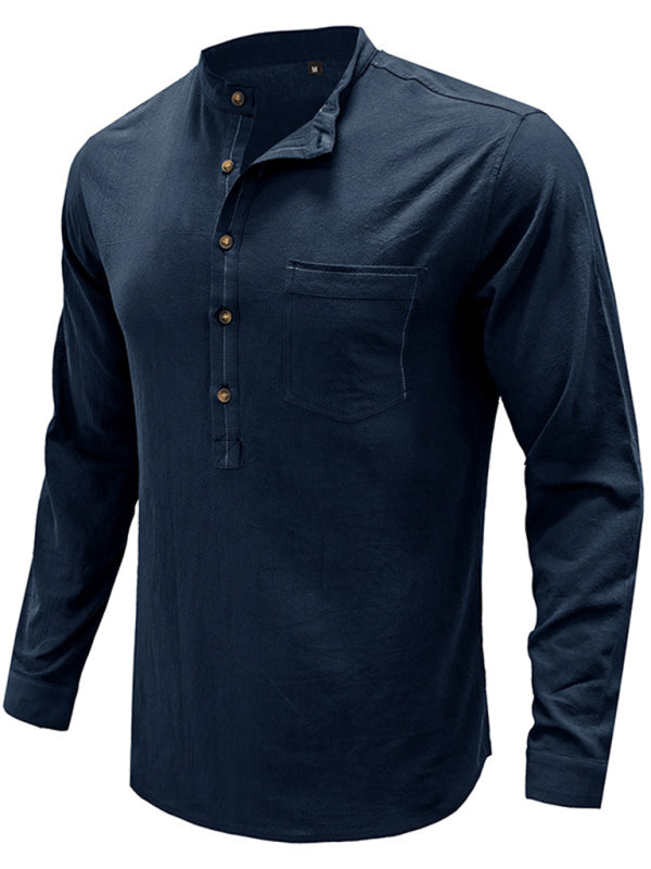 Men's Solid Color Defender Performance Long Sleeve Henley