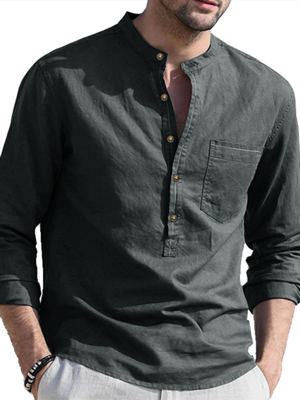 Men's Solid Color Defender Performance Long Sleeve Henley