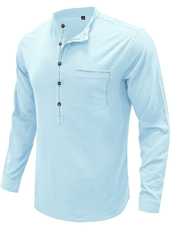 Men's Solid Color Defender Performance Long Sleeve Henley