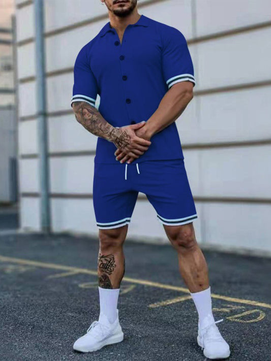 Men's Solid-Color Short-Sleeve Button-Down Shirt