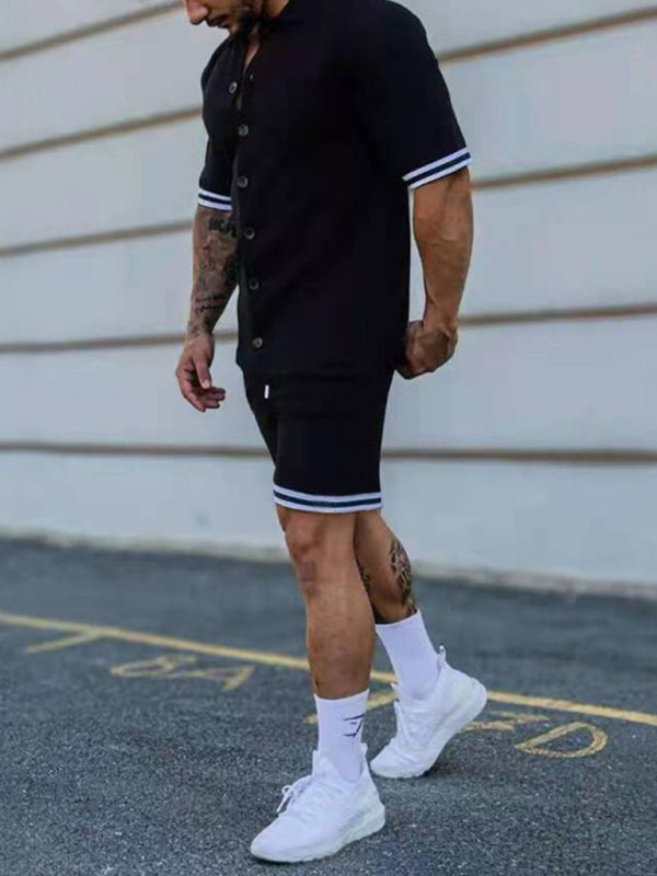 Men's Solid-Color Short-Sleeve Button-Down Shirt