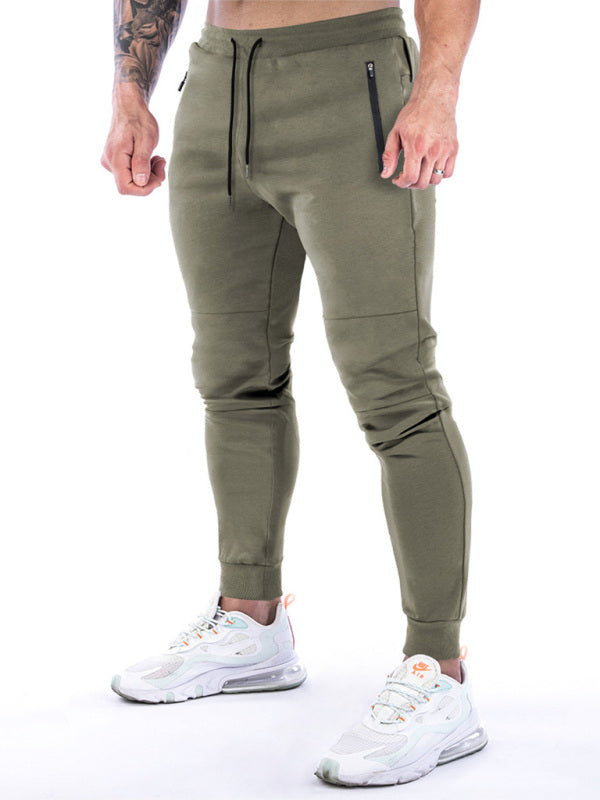 Men's Solid Color Fleece Cargo Pocket Joggers