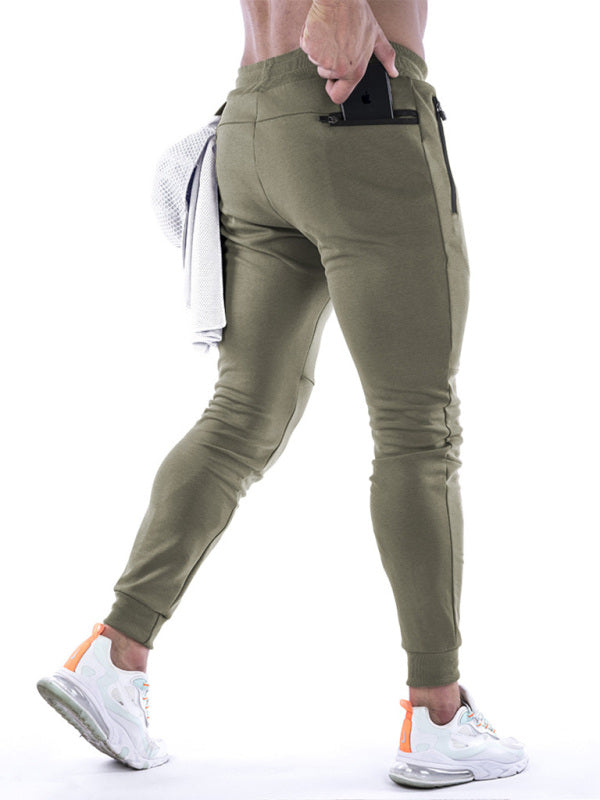 Men's Solid Color Fleece Cargo Pocket Joggers
