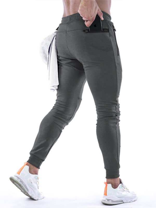 Men's Solid Color Fleece Cargo Pocket Joggers