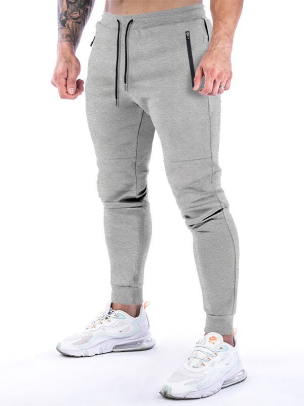 Men's Solid Color Fleece Cargo Pocket Joggers