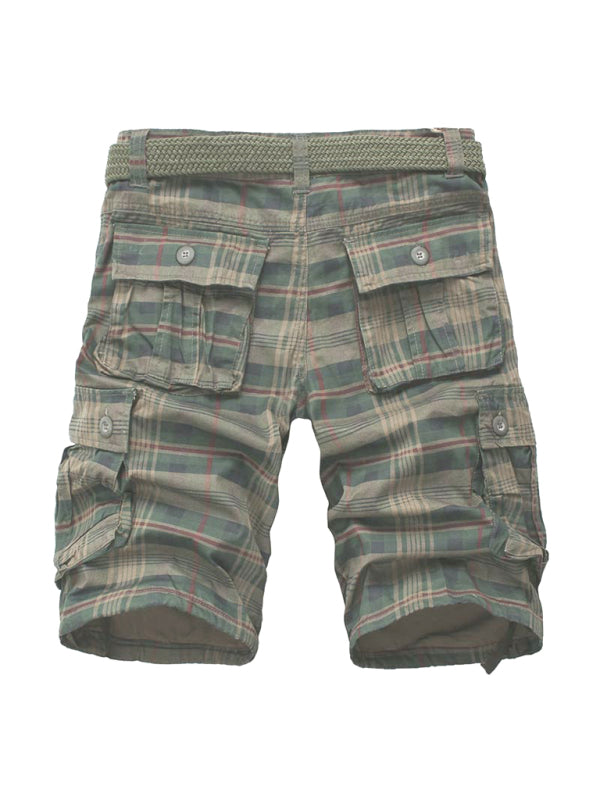 Cargo Shorts Men's Sweatpants Half Pocket Plaid Shorts