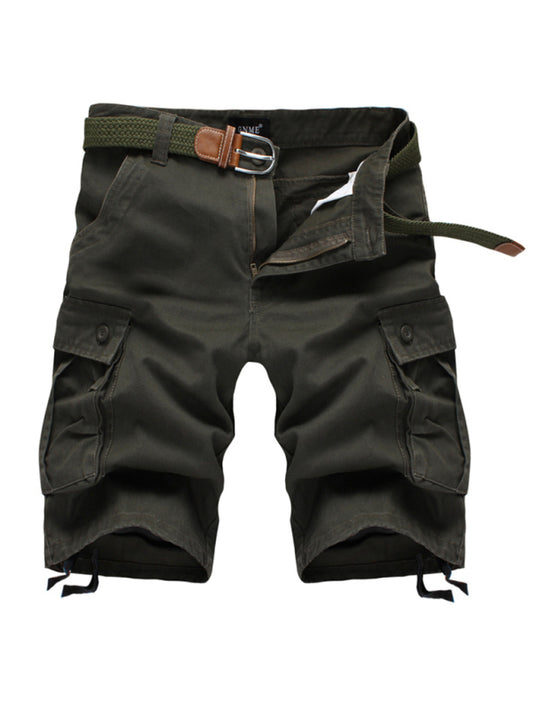 Men's Solid Color Cargo Shorts With Pockets