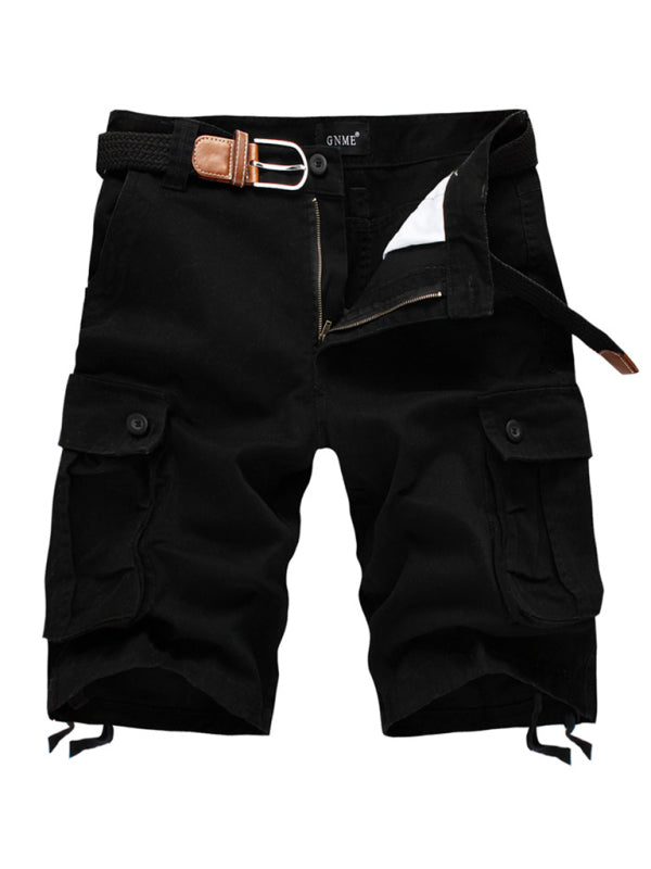 Men's Solid Color Cargo Shorts With Pockets