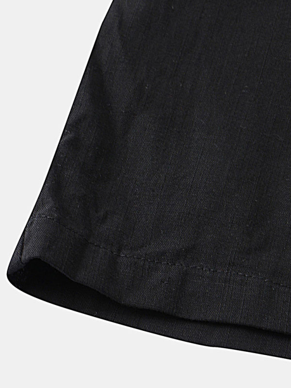 Men's Solid Color Linen And Cotton Blend Shorts