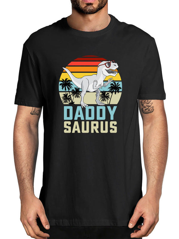 Men's DADDYSAURUS Print Casual Short Sleeve T-Shirt