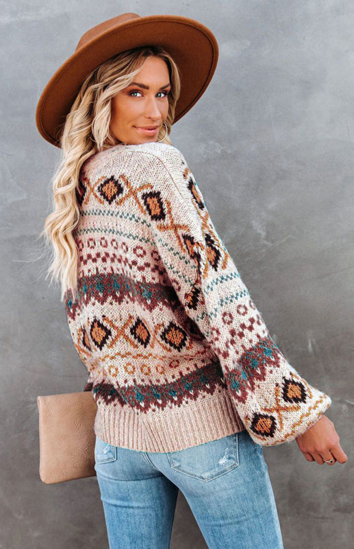 Ladies Casual V-Neck Cardigan Sweater