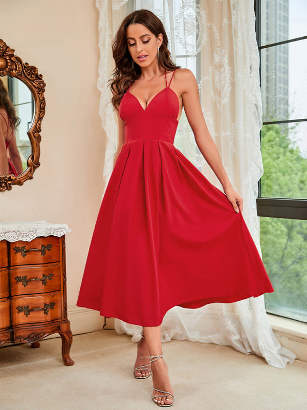 Woman'S Spring And Summer New Suspenders Sexy Swing Dress