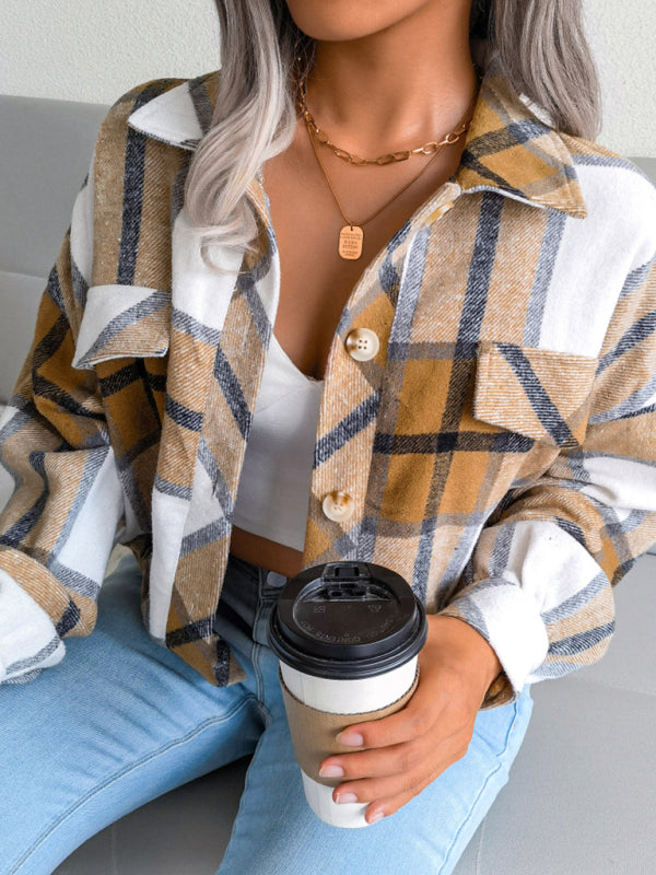 Women’s Thick Collared Plaid Flannel Cardigan With Button Front And Front Pockets